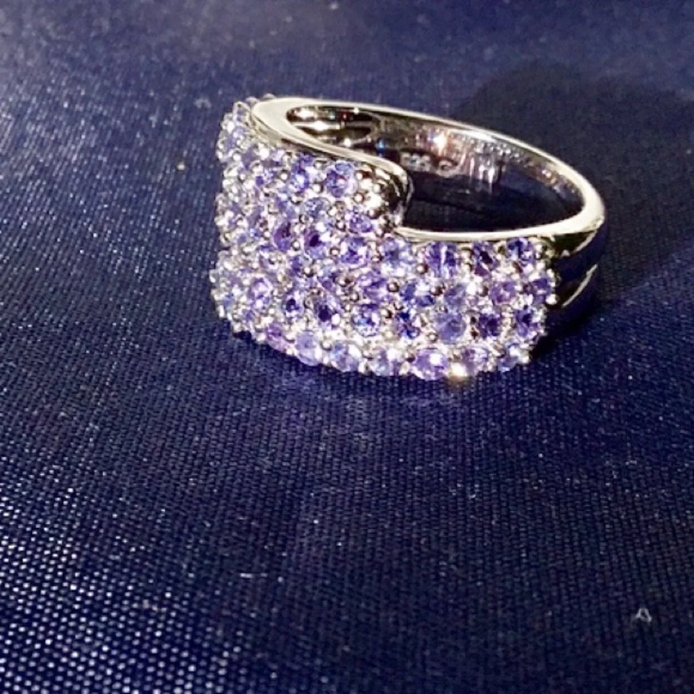 NWT! NIB! 2 ct Real Tanzanite 925 ByPass Ring Sterling Silver Sparkly
